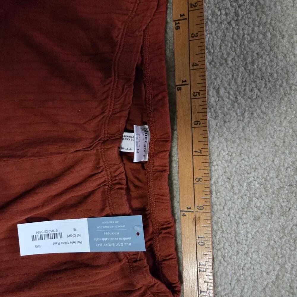 Blue Canoe Organic Cotton Sleep Pants RUST color size M - Picture 2 of 6